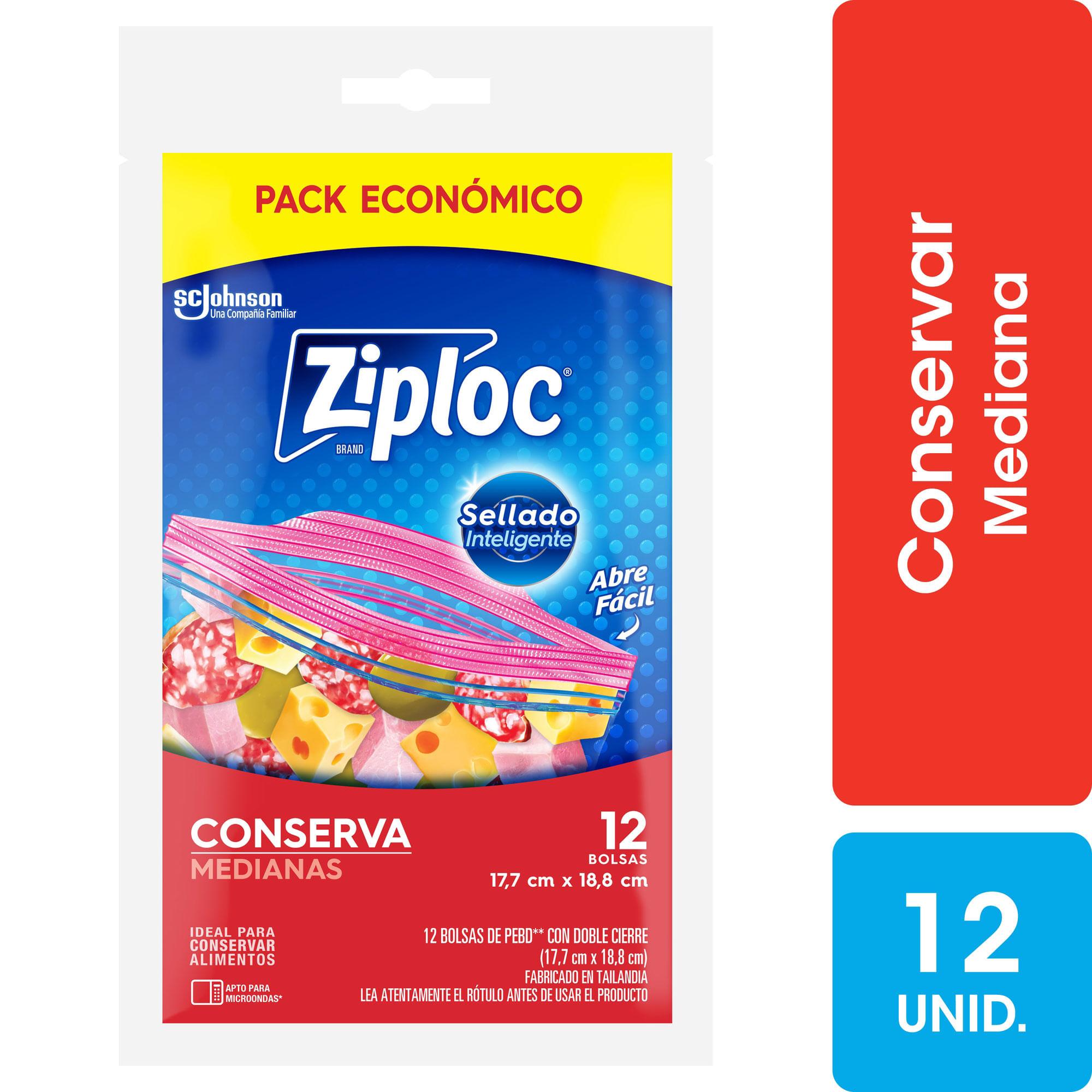 BOLSA CONSERVA MEDIANA ZIPLOC x12