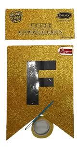 BANDERIN FELIZ CUMPLEAÑOS DORADO-PLATA