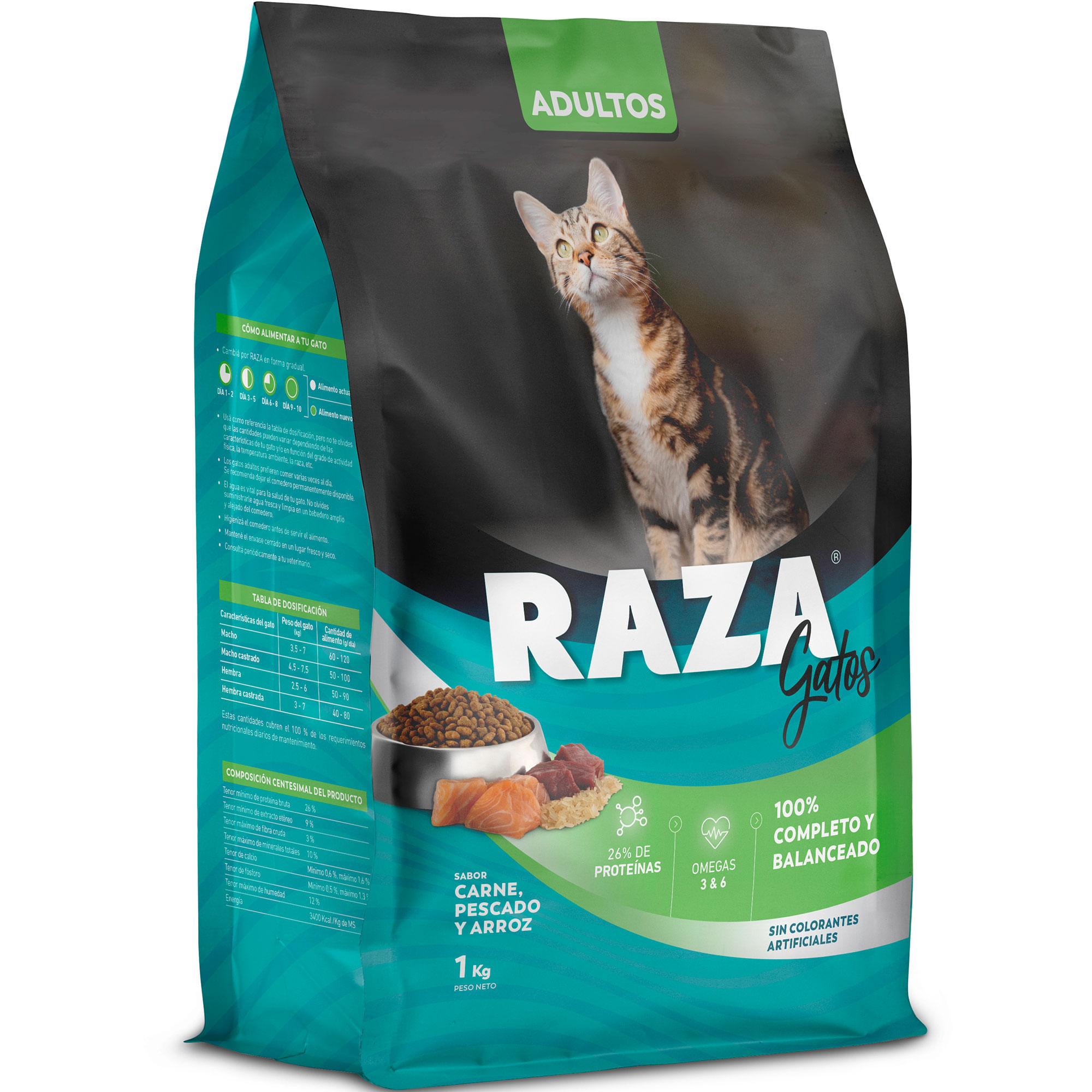 ALIMENTO P/ GATOS CARNE,PESCADO Y ARROZ RAZA x 1k