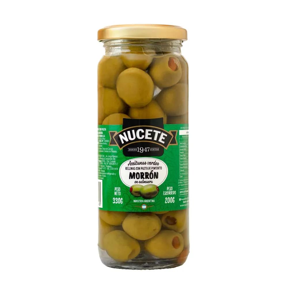 ACEITUNAS VERDES RELLENAS NUCETE FRASCO x 330/200g