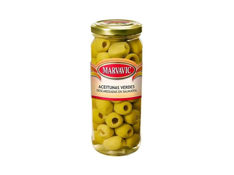 ACEITUNAS VERDES DESCAROZADAS FRASCO MARVAVIC x 330gs