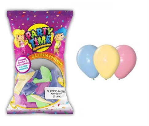 GLOBOS PARTY TIME PASTEL 25 UNID