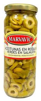 ACEITUNAS VERDES EN RODAJAS MARVAVIC FRASCO x 330gs