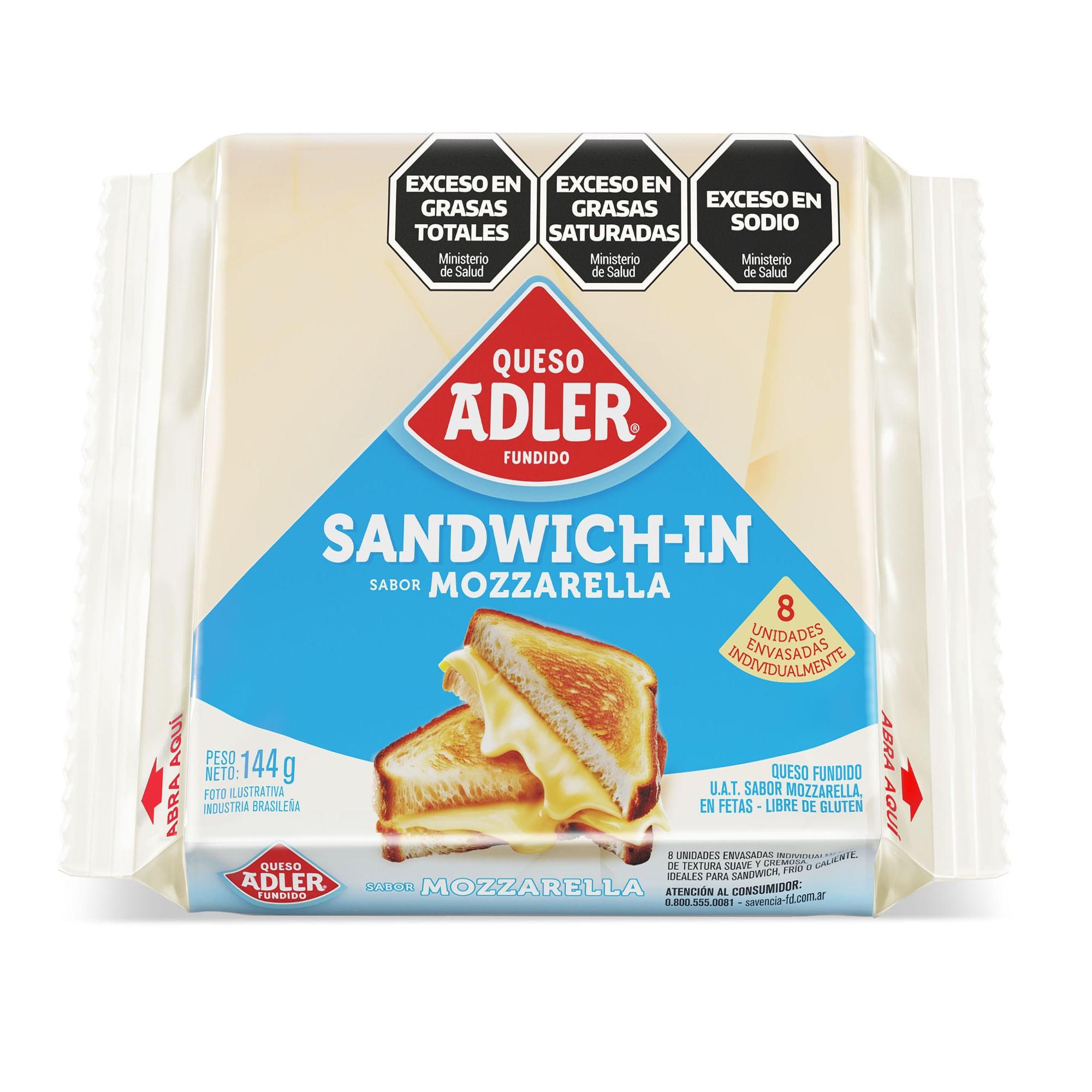 QUESO ADLER SANDW SABOR MOZZARELLA X144GRS